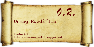 Ormay Rozália névjegykártya